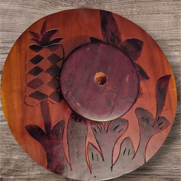 Vintage Inlaid Wood Lazy Susan Chips Dip Hors D'oeuvres Lazy Susan Serving... - Picture 3 of 10